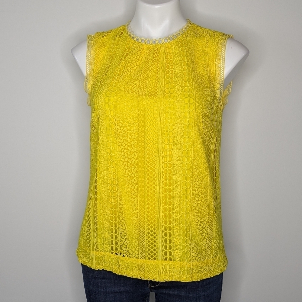 J Crew Yellow Lace Sleeveless Tank Top 2
